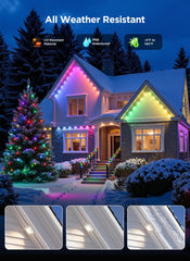 200ft RGBTW Permanent Outdoor Eave Lights, 85 Scene Modes, IP66 Waterproof, Works with Alexa