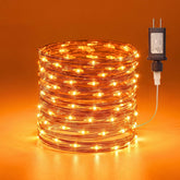 Orange Fairy Lights Plug in, Thanksgiving Fall Decorations, 33FT 100LEDs Halloween String Lights, Waterproof Black Wire Lights for Home Party Ghost Haunted House Indoor Outdoor Halloween Decorations