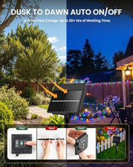 2 Pack Total 66ft 200 LED Solar Powered String Lights for Halloween, Multicolor, 8 Modes