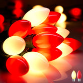 Vintage C9 LED String Lights for Christmas Decoration, Red & Warm White, Green Wire