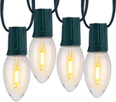 Vintage C9 LED String Lights Outdoor for Christmas Tree Roofline Indoor Outdoor Decoration, Warm White, Green Wire