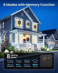 2 Pack Total 66 FT 200 LED Solar Fairy Lights with 8 Modes for Christmas Garden, Cool White