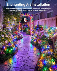 2 Pack Total 66ft 200 LED Solar Powered String Lights for Halloween, Multicolor, 8 Modes