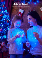 Minetom Fairy Lights Plug in, 33Ft 100 LEDs Waterproof Silver Wire Firefly Lights, Adaptor Included, Starry String Lights for Wedding Indoor Outdoor Christmas Patio Ramadan Decorations, Blue