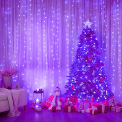 Purple 300 LED Dimmable Twinkle Fairy Curtain Lights with Remote and Timer, USB Powered