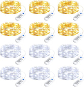 12 Pack Warm White & White 7ft 20LED Battery Operated String Lights Firefly for DIY Christmas Wedding Party Decor