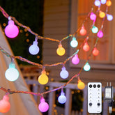 Pink & Multicolor Mini Globe Fairy String Lights for Xmas Room Decor, Plug in, 8 Modes with Remote