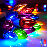 Vintage C9 LED String Lights for Christmas Tree Roofline Indoor Outdoor Decoration, Multicolor, Green Wire