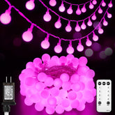 Pink Mini Globe Fairy String Lights for Valentine's Day Engagement Dating, Plug in, 8 Modes with Remote