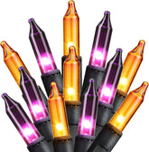 25 Feet 100LEDs Orange & Purple Incandescent Bulb Mini String Lights for Halloween