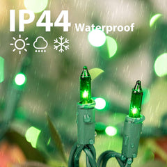 100 Count 27 Feet Plug in Incandescent Bulb Green Fairy Lights for St. Patrick's Day, Green Wire