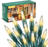 16/33/66ft Clear Warm White Incandescent Bulb Mini String Lights for Christmas Xmas, Green Wire
