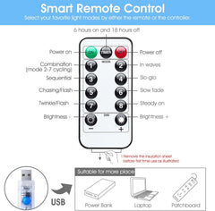 White 300 LED Dimmable Twinkle Fairy Curtain Lights with Remote and Timer, USB Powered