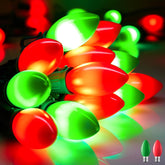 Vintage C9 50FT LED String Lights for Christmas Decoration, Red & Green, Green Wire