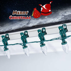 68 Feet C9 100 LED Christmas Strawberry String Lights with 100 Spring Clamps, Pure White