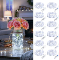 12/20 Pack White 7ft 20LED Battery Operated String Lights Firefly for DIY Christmas Wedding Party Decor