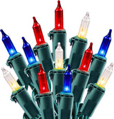 100 Count 20 Feet Multicolor Incandescent Bulb Mini String Lights for 4th July Independence Day