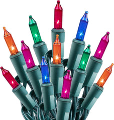 100 Count 25 Feet Multicolor Incandescent Bulb Mini String Lights for Christmas