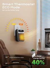 800W Small Wall Outlet Plug In Space Heater for Bathroom Office Bedroom Home