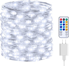 66Ft 200 Led Plug in Firefly String Lights for Bedroom Christmas Tree Wedding, Pure White