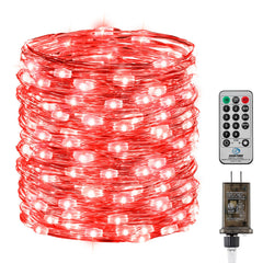 Minetom Fairy Lights with Remote, 66 Feet 200 Led Firefly String Lights Plug in for Bedroom Home Wall Ceiling Christmas Tree Wreath Craft Wedding Party Indoor Outdoor Decoration,Red
