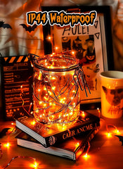 33Ft 100 LED Plug In Copper Wire Fairy Lights with Remote and Timer, Orange