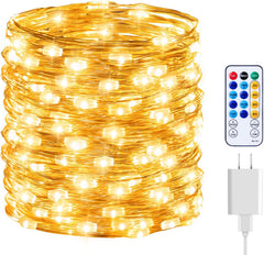 66 Feet 200 Led Plug in Christmas Silver Wire Light Twinkle Lights for Garden Party, 8 Modes & Timer