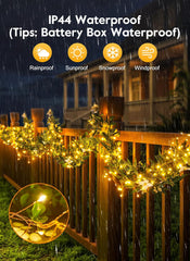 2 Pack Warm White 5ft 60 LED Battery Operated Silver Wire Firecracker Cluster Lights with Remote