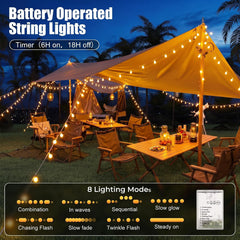 21FT 60 LED Battery Operated Globe Lights for Indoor Outdoor Bedroom, Warm White