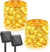 2 Pack Total 66 FT 200 LED Solar Fairy Lights with 8 Modes for Christmas Garden, Warm White