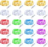 20 Pack 7ft 20 LED Silver Wire Fairy Lights with 8 Modes for Christmas Party Decor, 6 Mixed Colors