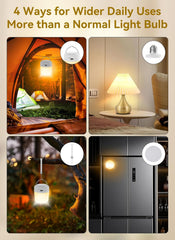 2 Pack E26 Rechargeable Battery Backup Light Bulbs with Remote and Timer for Lamps Sconces Camping
