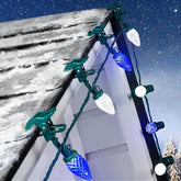 68 Feet C9 100 LED Christmas Strawberry String Lights with 100 Spring Clamps, Blue & Pure White