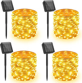 4 Pack Total 132Ft 400 LED Solar Fairy Lights with 8 Modes for Christmas Garden, Warm White
