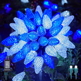 81 Feet 100 LED C9 Christmas String Lights with Timer & 8 Lighting Mode, Blue & Pure White