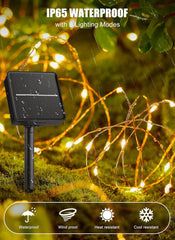 33Ft 100 LED Outdoor Solar Fairy Lights for Patio Balcony Christmas Tree, Warm White