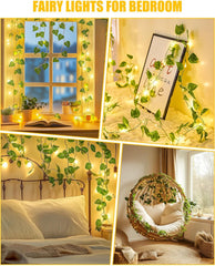 Vine Fairy Lights Battery Operated: 21ft 60 LED Green Pothos Garland Light