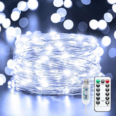 33Ft 100 LED USB Powered Twinkle Fairy Lights with Timer and Remote for Bedroom Decor