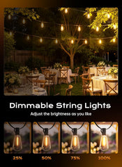 100FT 46+2 Shatterproof ST38 LED Bulbs Outdoor String Lights with Remote for Patio, 3 Modes