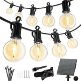 Solar Powered Waterproof G40 LED Bulbs String Lights for Backyard Porch Bistro Decor