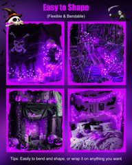 5ft 60LED Battery Operated Firecracker Twinkle String Fairy Lights for Halloween Party, Purple
