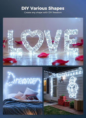 99Ft 300LEDs Plug in String Lights for Indoor Outdoor Bedroom Wedding Patio, Pure White
