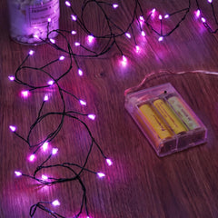 5ft 60LED Battery Operated Firecracker Twinkle String Fairy Lights for Halloween Party, Purple