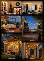 200FT 64+2 Shatterproof ST38 LED Bulbs Outdoor String Lights with Remote for Patio, 3 Modes