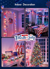 100 Count 20 Feet Multicolor Incandescent Bulb Mini String Lights for 4th July Independence Day
