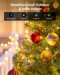 2 Pack Total 66 FT 200 LED Solar Fairy Lights with 8 Modes for Christmas Garden, Warm White