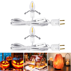 2 Pack 6FT LED Accessory Cord with On/Off Switch, Christmas Village Replacement Lights