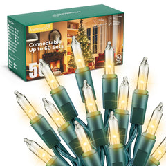 Minetom LED Clear Christmas String Lights, 50 Count 10 Feet LED Christmas Lights Bulb, Christmas Decorations Indoor, White Christma Tree Lights for Indoor Outdoor Xmas Wedding Party Festival