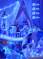 Minetom Fairy Lights with Remote, 66 Feet 200 Led Firefly String Lights Plug in for Bedroom Home Wall Ceiling Christmas Tree Wreath Craft Wedding Party Indoor Outdoor Decoration,Blue