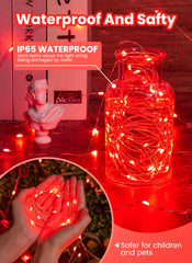 Minetom Fairy Lights with Remote, 66 Feet 200 Led Firefly String Lights Plug in for Bedroom Home Wall Ceiling Christmas Tree Wreath Craft Wedding Party Indoor Outdoor Decoration,Red